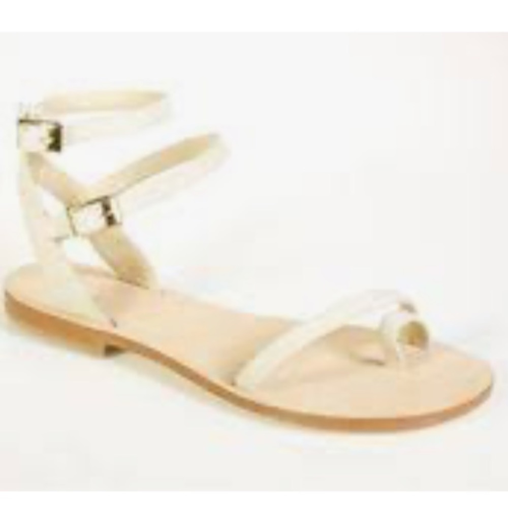 Cornertti Cream Suede Ankle Strap Flat Sandal